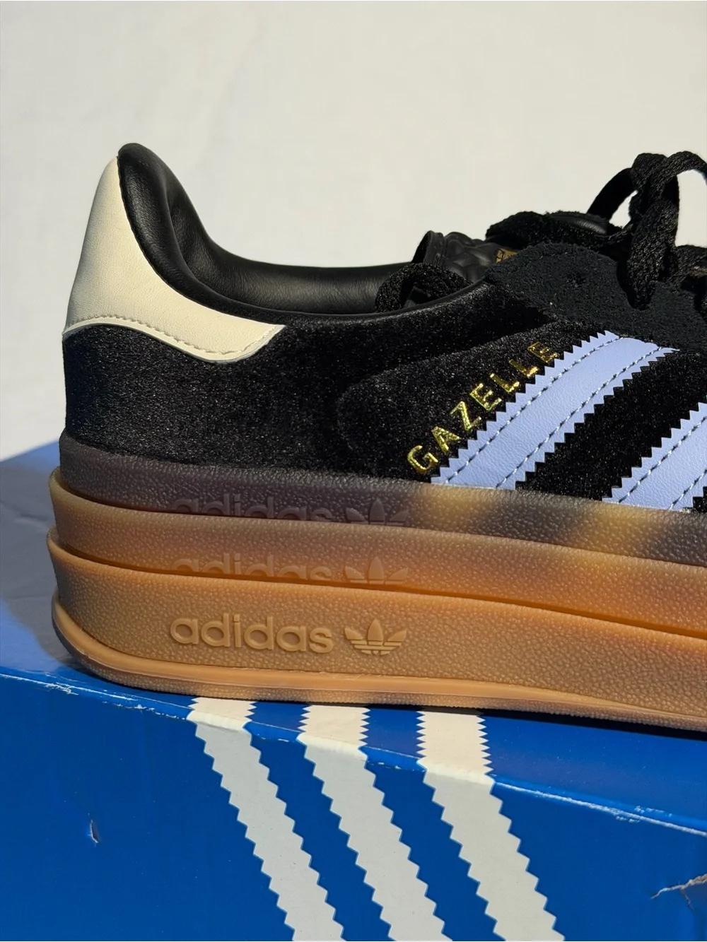 Adidas Gazelle Bold Triple Stack Black Velvet Purple Platform Girls 4.5 Y/W6 NWT